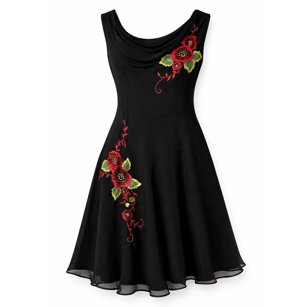 Lapis Whimsigoth 100% Silk Chiffon Midi Dress Women Sz M Fairycore Dark Romantic - Picture 1 of 10